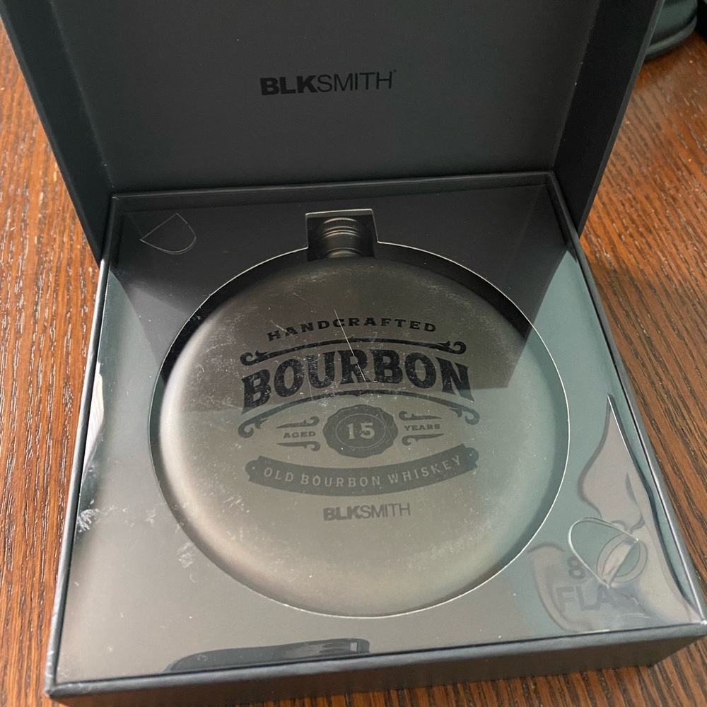 Flask Stainless NIB Bourbon Advertising